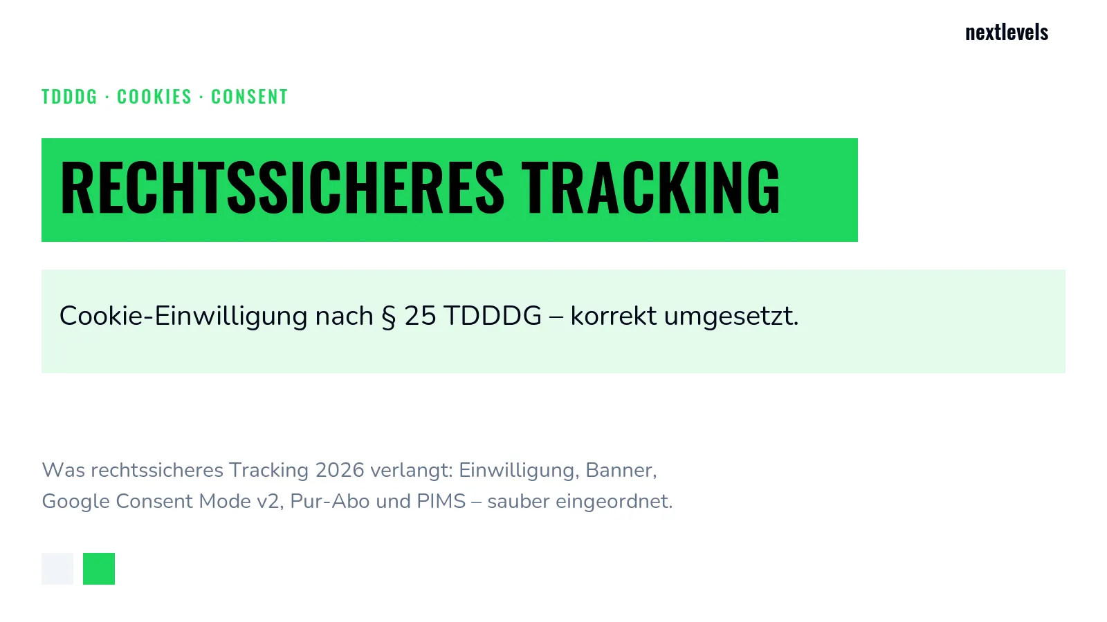 Rechtssicheres Tracking nach TDDDG – Titelbild im nextlevels-Design